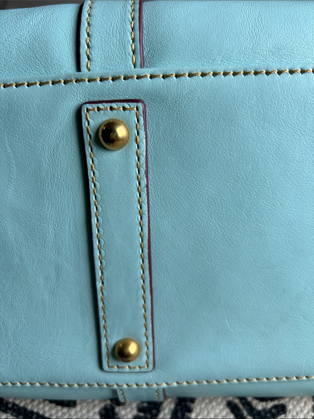 Dooney & Bourke Large Pale Blue/Aqua Florentine Leather Satchel - Picture 7 of 16